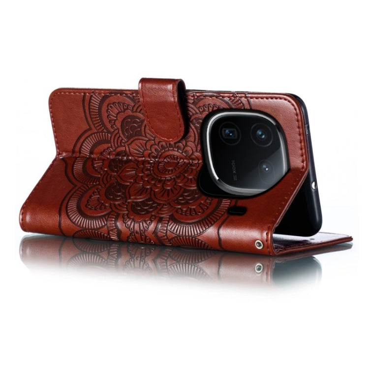 For vivo iQOO 12 Pro Sun Mandala Embossing Pattern Phone Leather Case