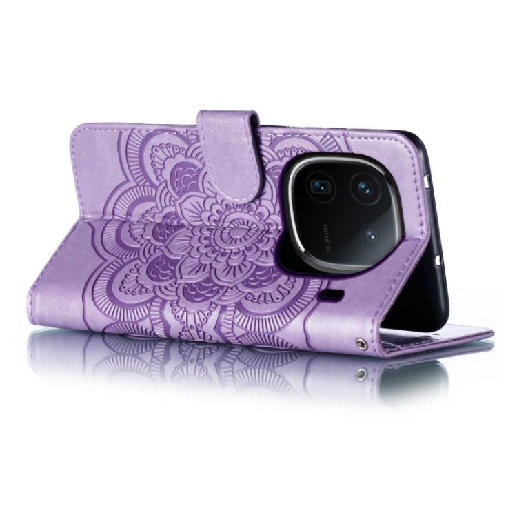 For vivo iQOO 12 Pro Sun Mandala Embossing Pattern Phone Leather Case