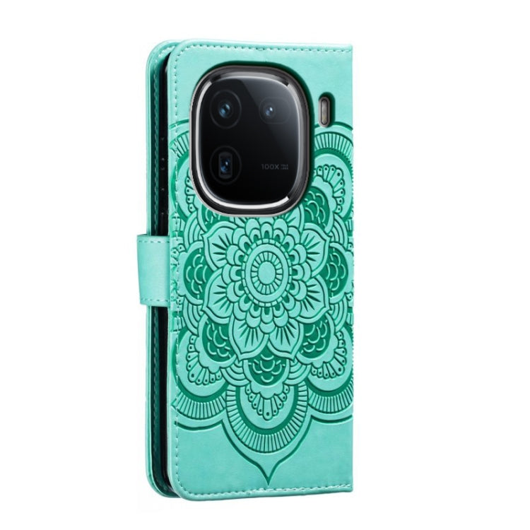 For vivo iQOO 12 Pro Sun Mandala Embossing Pattern Phone Leather Case