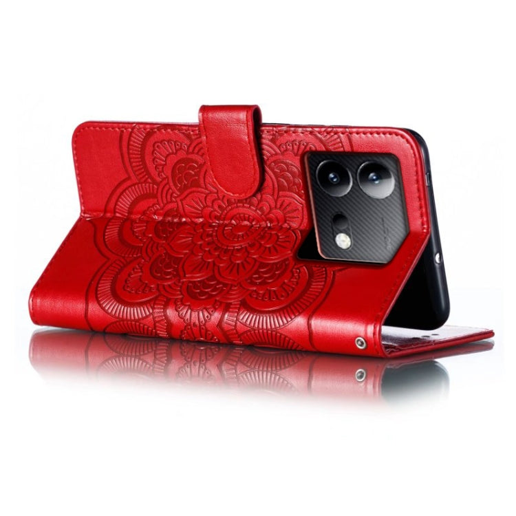 For vivo iQOO Neo8 Sun Mandala Embossing Pattern Phone Leather Case