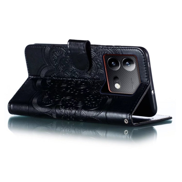 For vivo iQOO Neo8 Sun Mandala Embossing Pattern Phone Leather Case