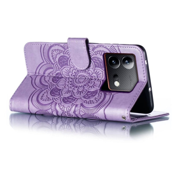 For vivo iQOO Neo8 Sun Mandala Embossing Pattern Phone Leather Case