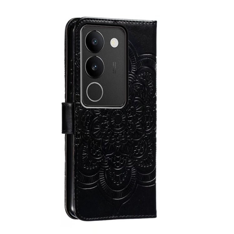 For vivo S17 Sun Mandala Embossing Pattern Phone Leather Case