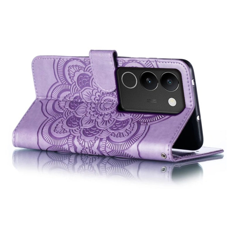 For vivo S17 Sun Mandala Embossing Pattern Phone Leather Case