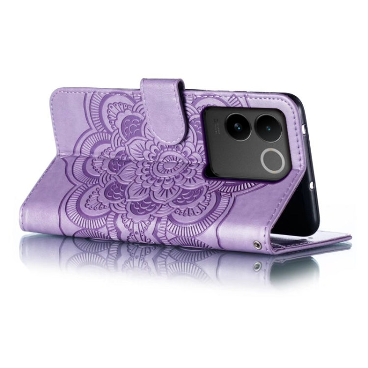 For vivo S17e Sun Mandala Embossing Pattern Phone Leather Case
