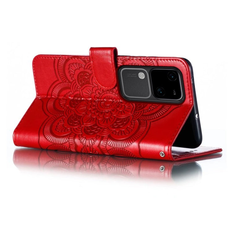 For vivo S18 Sun Mandala Embossing Pattern Phone Leather Case