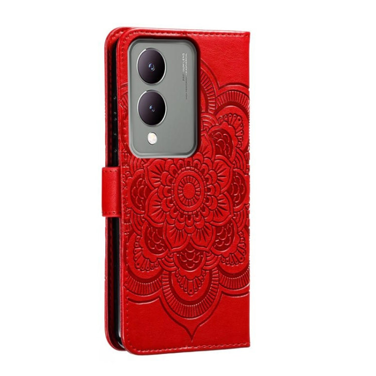 For vivo Y17S Sun Mandala Embossing Pattern Phone Leather Case