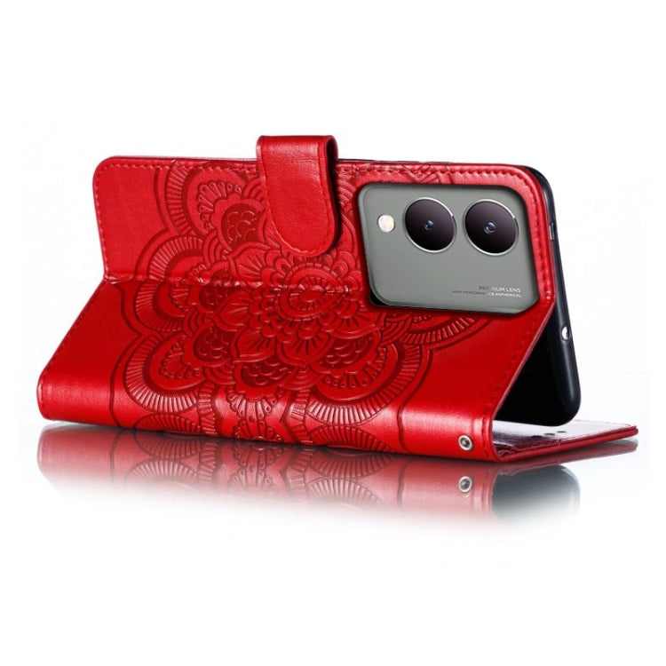 For vivo Y17S Sun Mandala Embossing Pattern Phone Leather Case