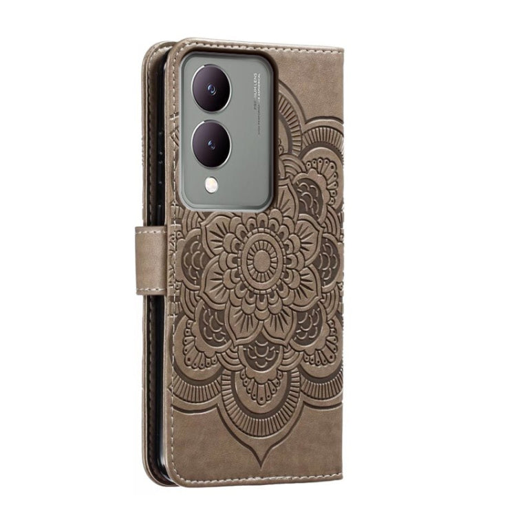 For vivo Y17S Sun Mandala Embossing Pattern Phone Leather Case