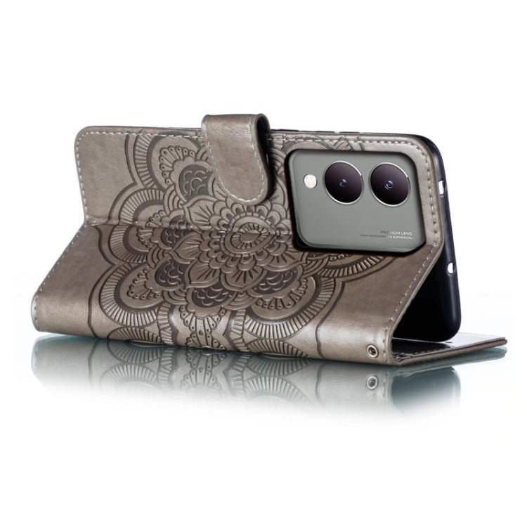 For vivo Y17S Sun Mandala Embossing Pattern Phone Leather Case
