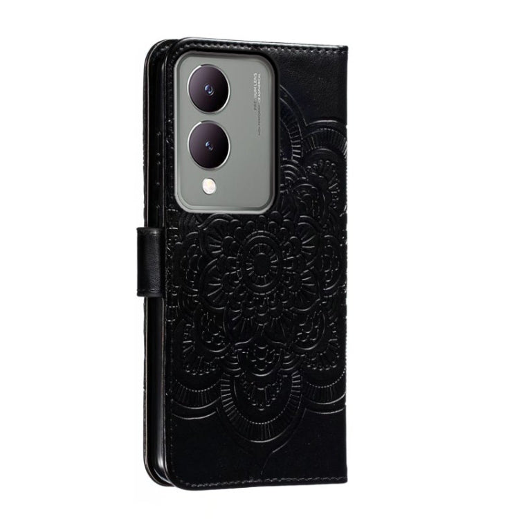 For vivo Y17S Sun Mandala Embossing Pattern Phone Leather Case