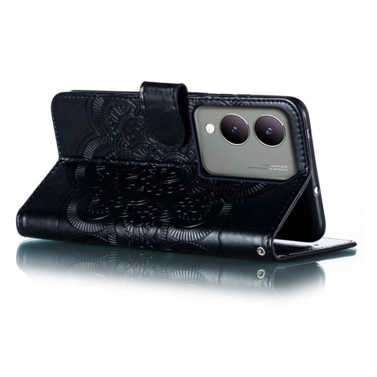 For vivo Y17S Sun Mandala Embossing Pattern Phone Leather Case