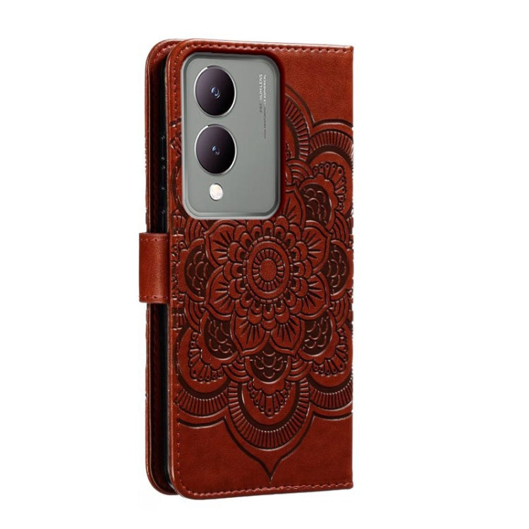 For vivo Y17S Sun Mandala Embossing Pattern Phone Leather Case