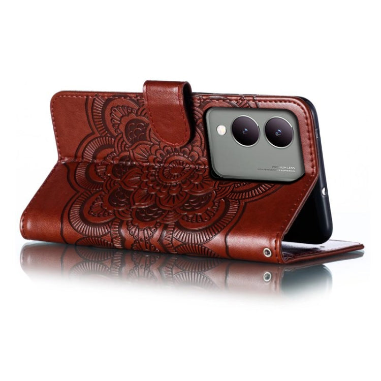 For vivo Y17S Sun Mandala Embossing Pattern Phone Leather Case
