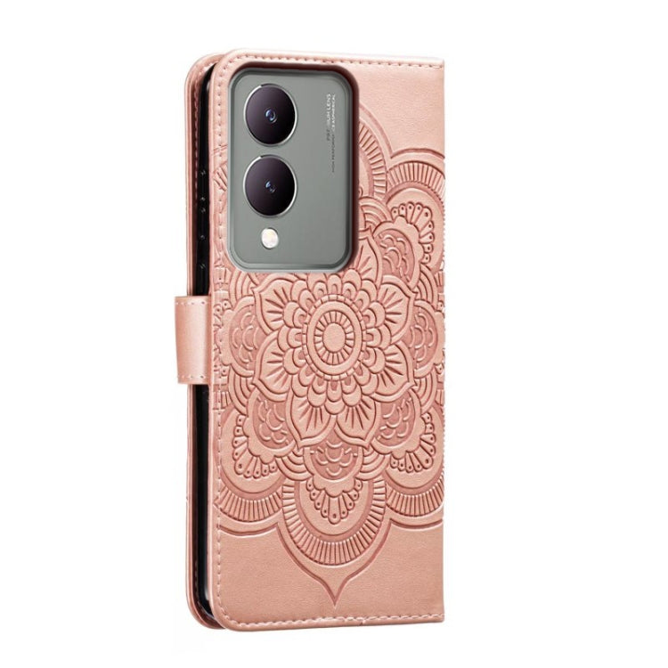 For vivo Y17S Sun Mandala Embossing Pattern Phone Leather Case