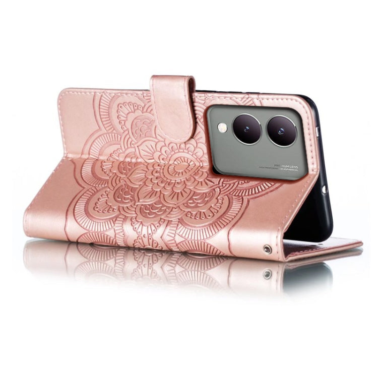 For vivo Y17S Sun Mandala Embossing Pattern Phone Leather Case