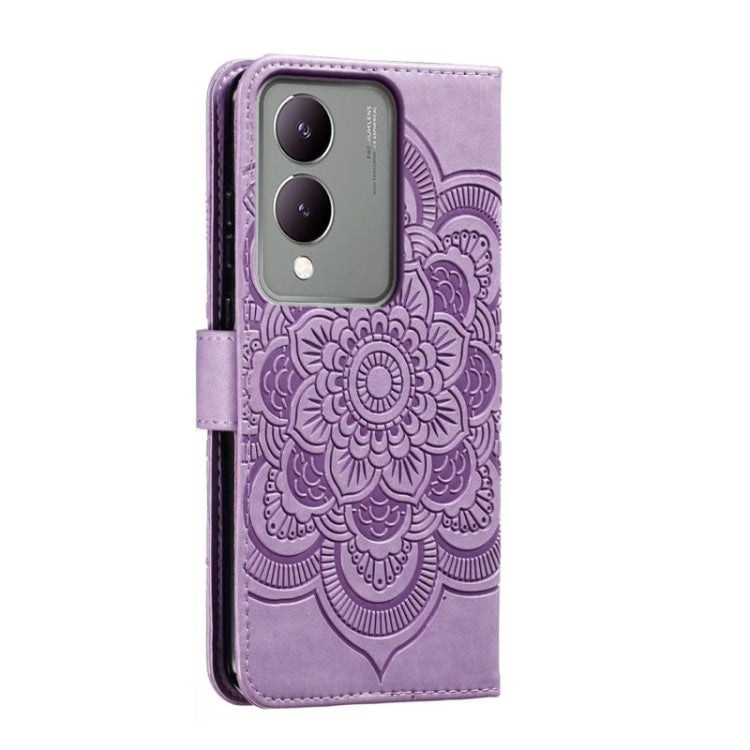 For vivo Y17S Sun Mandala Embossing Pattern Phone Leather Case