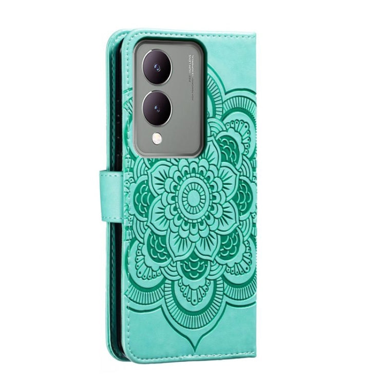 For vivo Y17S Sun Mandala Embossing Pattern Phone Leather Case