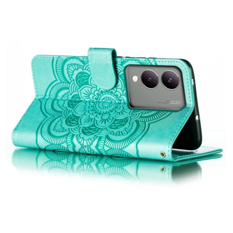 For vivo Y17S Sun Mandala Embossing Pattern Phone Leather Case