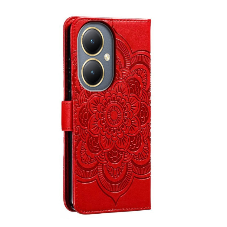 For vivo Y35M+ Sun Mandala Embossing Pattern Phone Leather Case