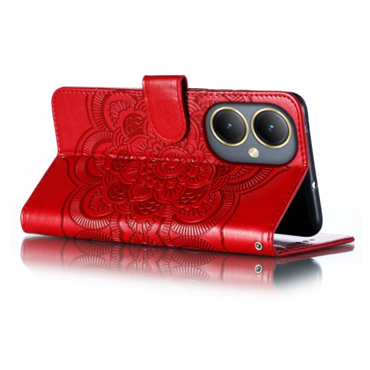 For vivo Y35M+ Sun Mandala Embossing Pattern Phone Leather Case