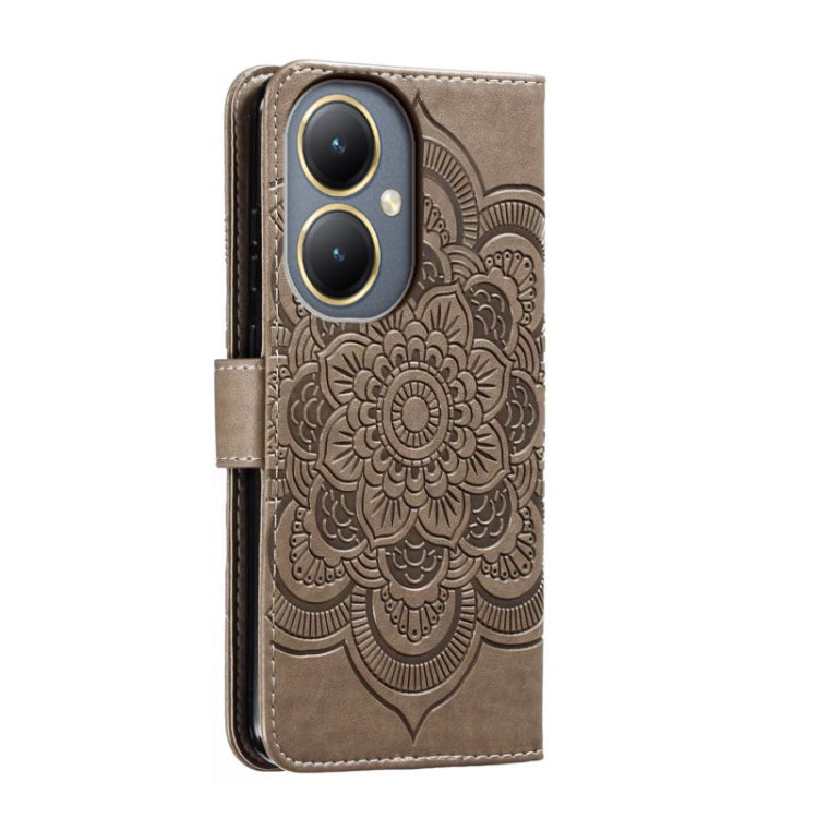 For vivo Y35M+ Sun Mandala Embossing Pattern Phone Leather Case