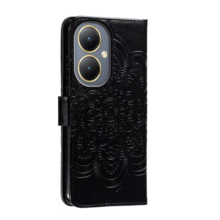 For vivo Y35M+ Sun Mandala Embossing Pattern Phone Leather Case