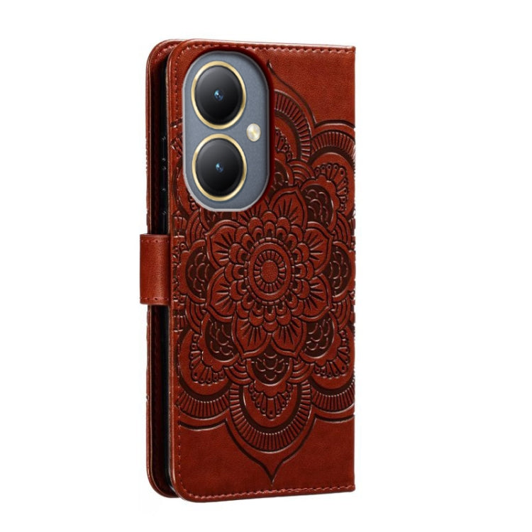 For vivo Y35M+ Sun Mandala Embossing Pattern Phone Leather Case