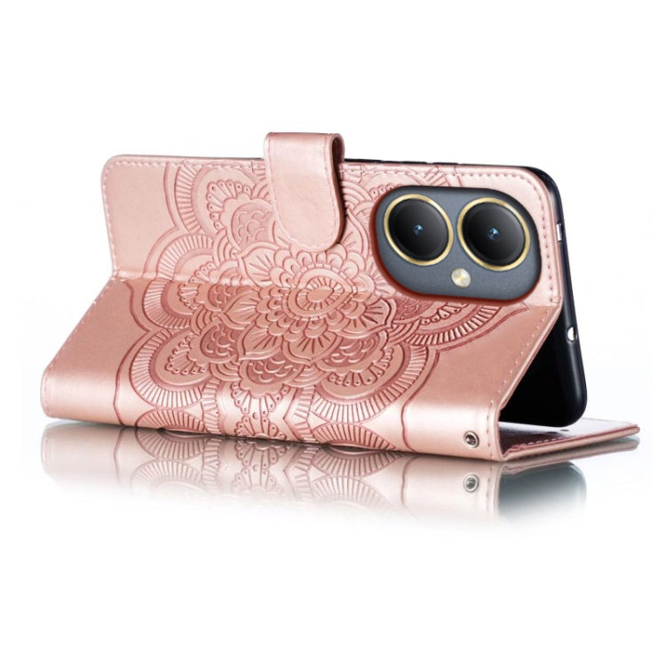 For vivo Y35M+ Sun Mandala Embossing Pattern Phone Leather Case
