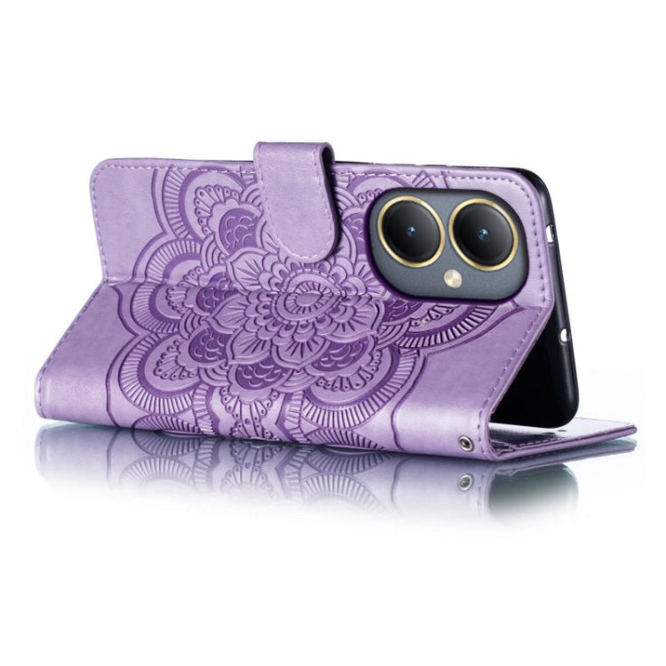 For vivo Y35M+ Sun Mandala Embossing Pattern Phone Leather Case