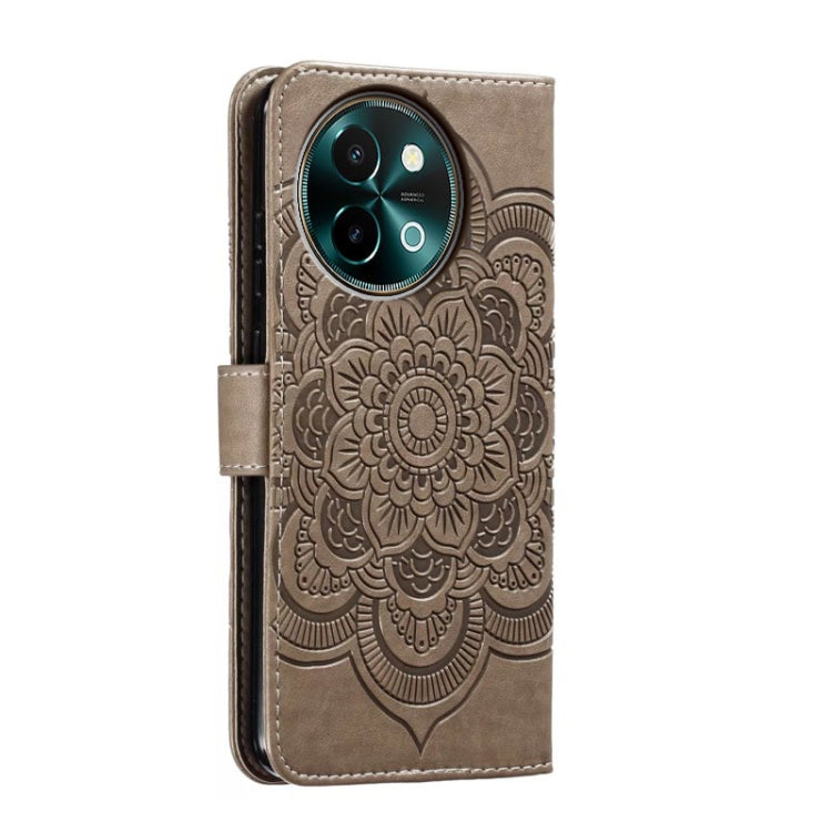 For vivo Y38 Sun Mandala Embossing Pattern Phone Leather Case