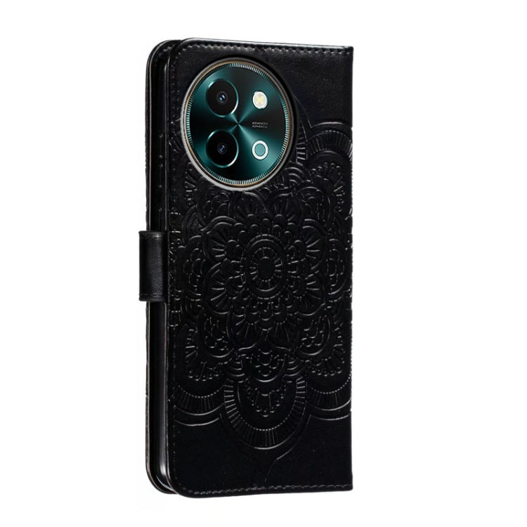 For vivo Y38 Sun Mandala Embossing Pattern Phone Leather Case