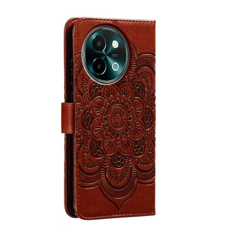 For vivo Y38 Sun Mandala Embossing Pattern Phone Leather Case
