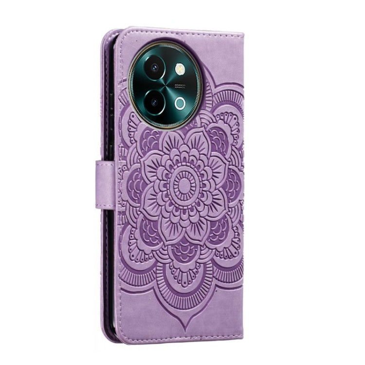 For vivo Y38 Sun Mandala Embossing Pattern Phone Leather Case