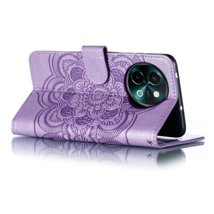 For vivo Y38 Sun Mandala Embossing Pattern Phone Leather Case