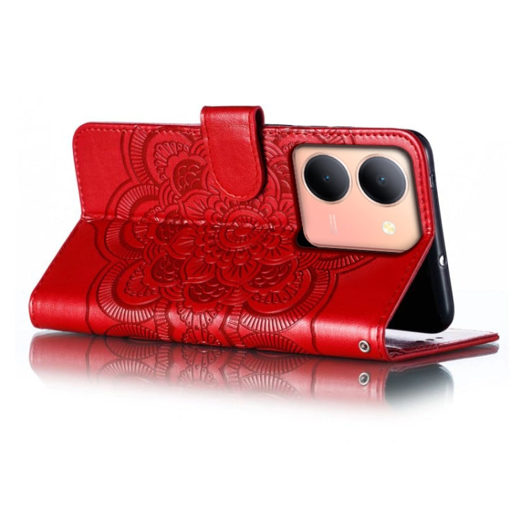For vivo Y78 Sun Mandala Embossing Pattern Phone Leather Case