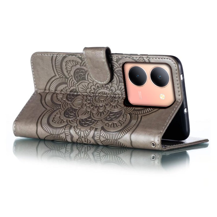 For vivo Y78 Sun Mandala Embossing Pattern Phone Leather Case