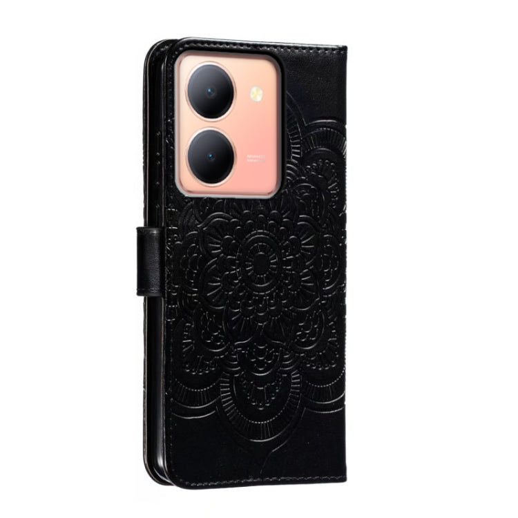 For vivo Y78 Sun Mandala Embossing Pattern Phone Leather Case
