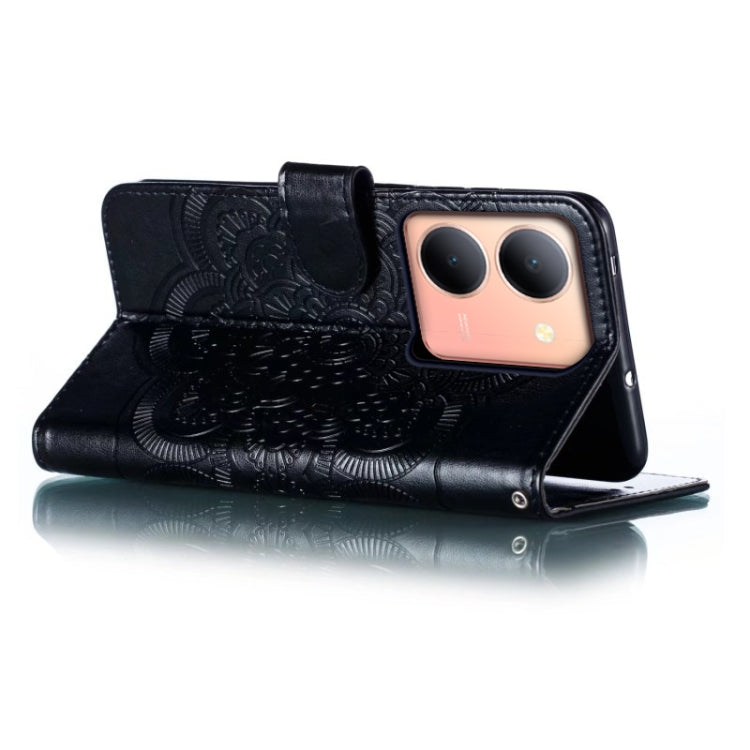 For vivo Y78 Sun Mandala Embossing Pattern Phone Leather Case