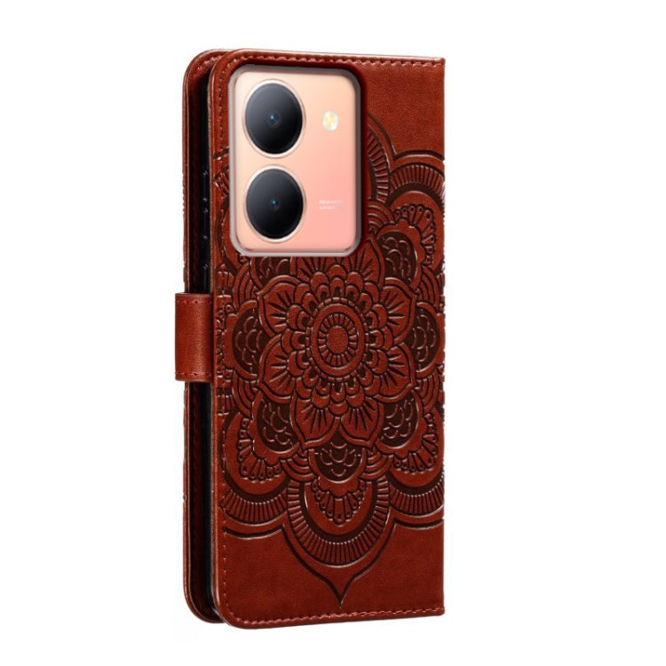 For vivo Y78 Sun Mandala Embossing Pattern Phone Leather Case