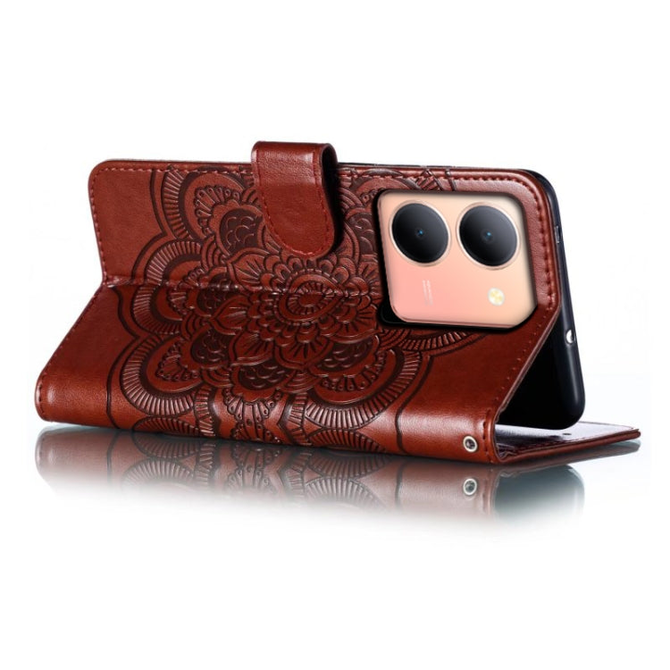 For vivo Y78 Sun Mandala Embossing Pattern Phone Leather Case