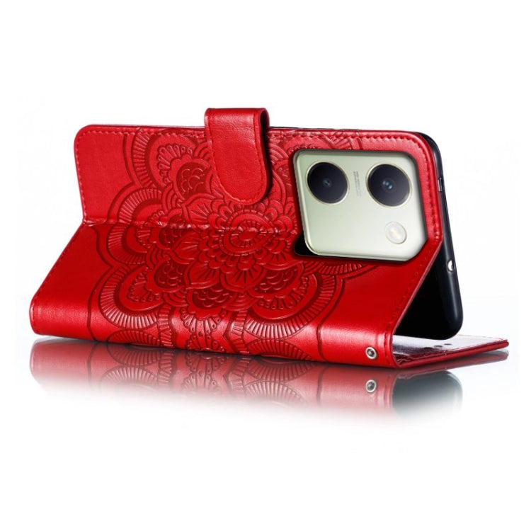 For vivo Y100 5G Sun Mandala Embossing Pattern Phone Leather Case
