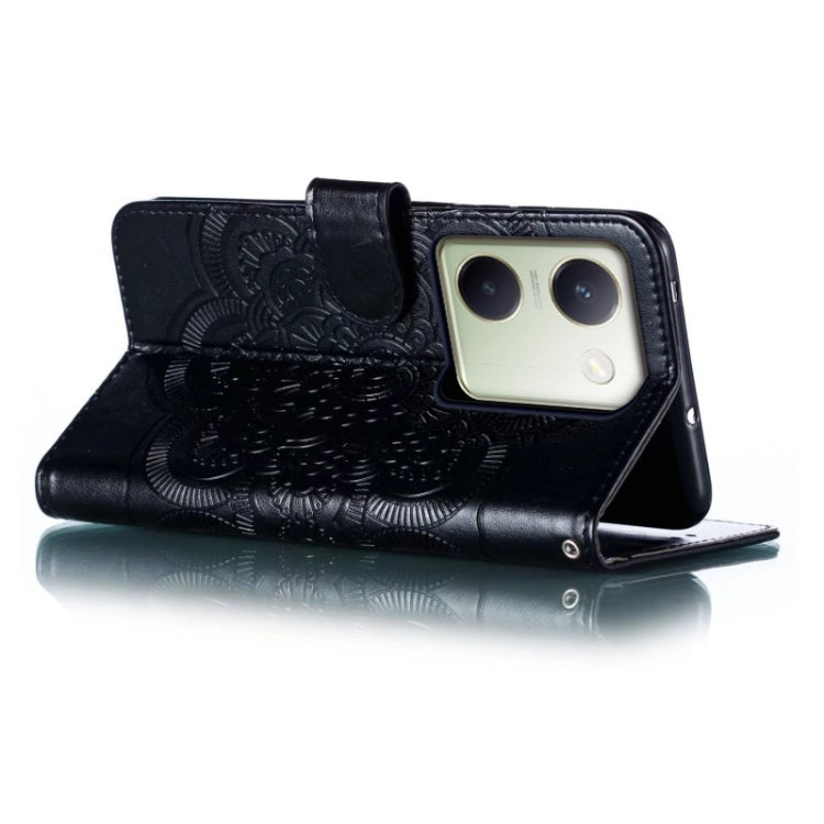 For vivo Y100 5G Sun Mandala Embossing Pattern Phone Leather Case