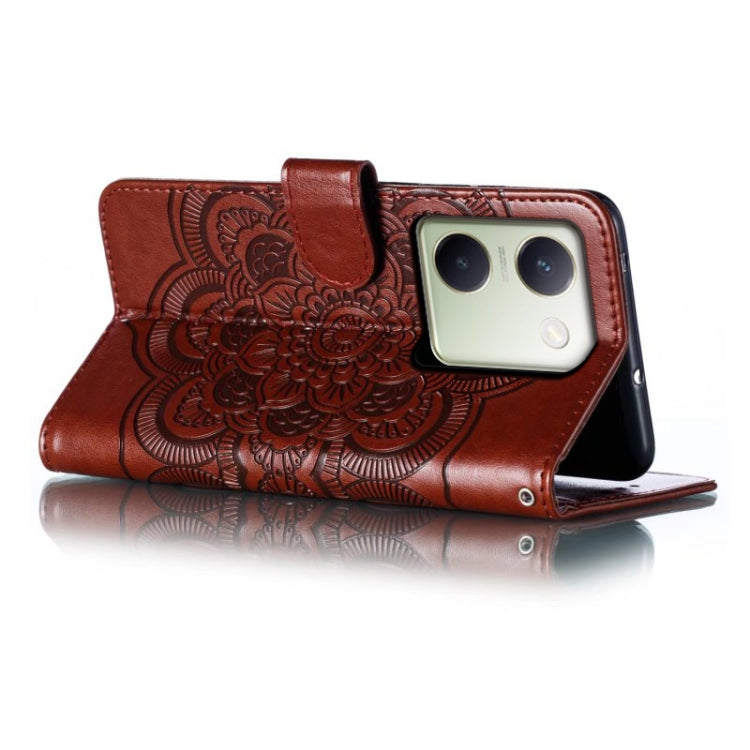 For vivo Y100 5G Sun Mandala Embossing Pattern Phone Leather Case