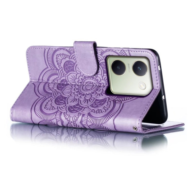 For vivo Y100 5G Sun Mandala Embossing Pattern Phone Leather Case