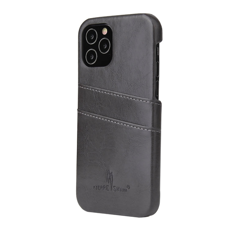 For iPhone 12 Pro Max Fierre Shann Retro Oil Wax Texture PU Leather Case with Card Slots