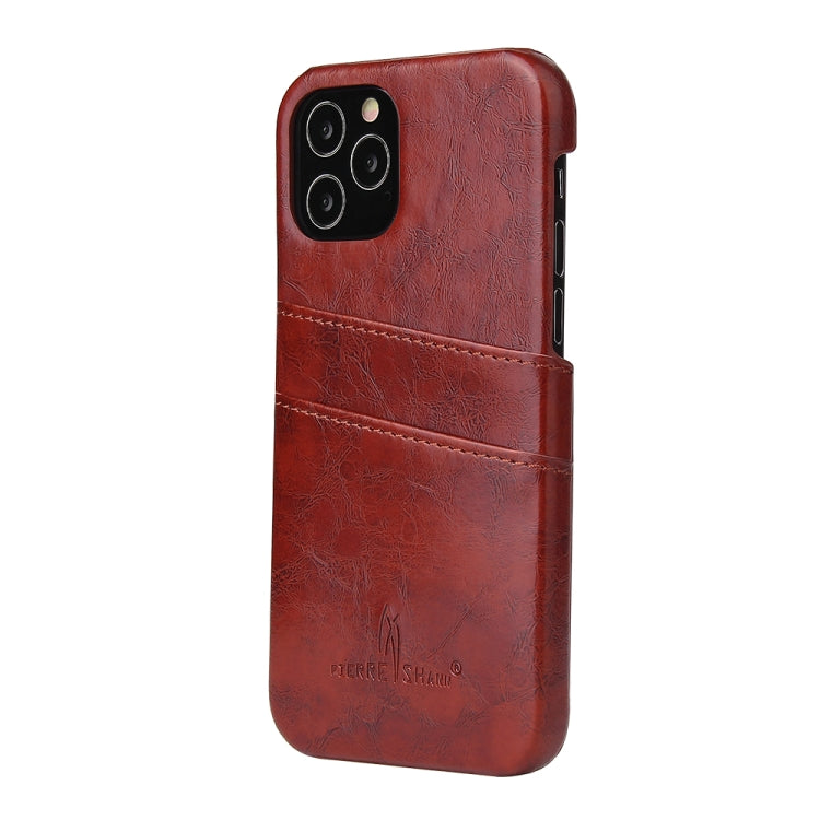 For iPhone 12 Pro Max Fierre Shann Retro Oil Wax Texture PU Leather Case with Card Slots