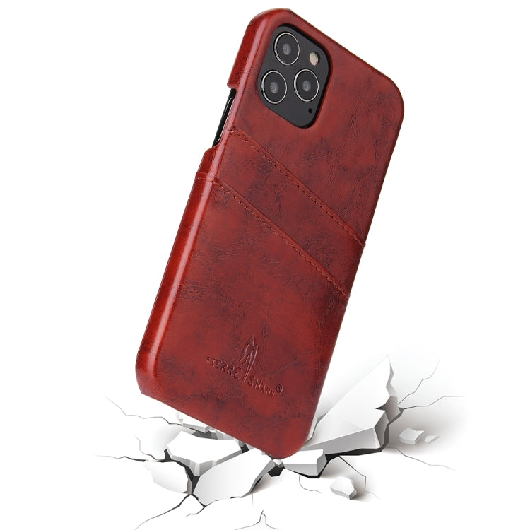 For iPhone 12 Pro Max Fierre Shann Retro Oil Wax Texture PU Leather Case with Card Slots
