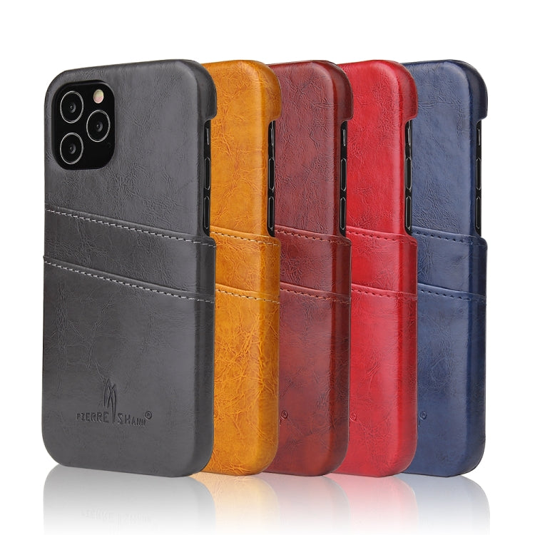 For iPhone 12 Pro Max Fierre Shann Retro Oil Wax Texture PU Leather Case with Card Slots