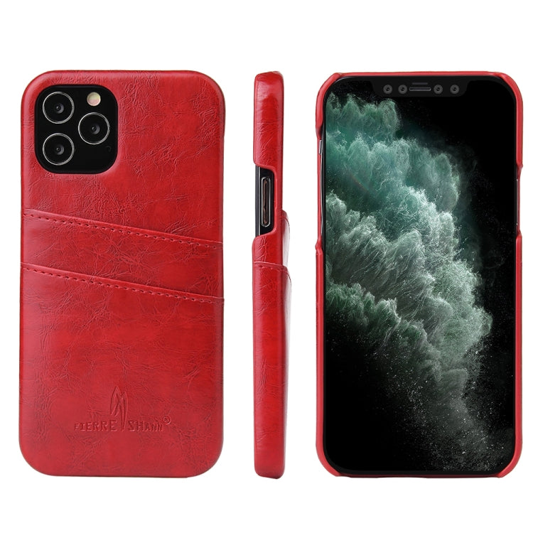 For iPhone 12 Pro Max Fierre Shann Retro Oil Wax Texture PU Leather Case with Card Slots